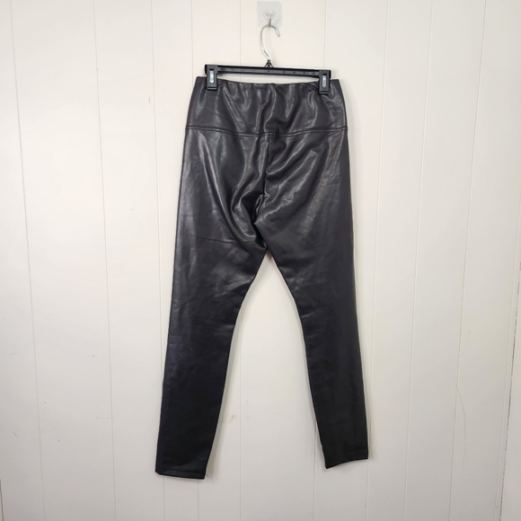 RW&CO High Waisted Rise Black Faux Leather Leggings Tights Pants Stretchy Career - Picture 5 of 12